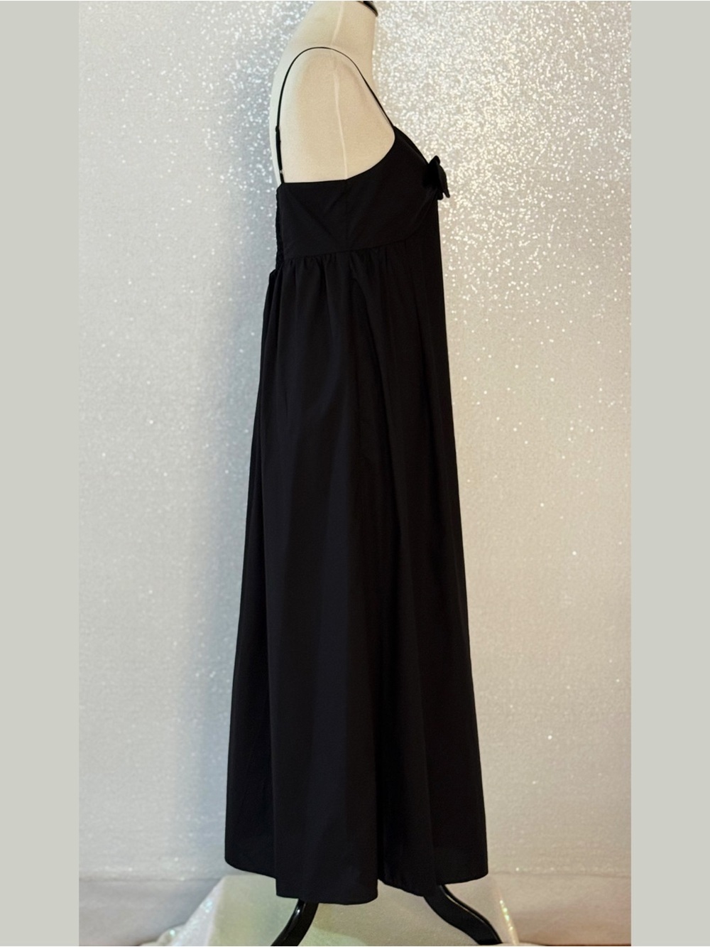 1.STATE Bow Front Cotton Midi Dress Black Lightweight Women’s Size Medium NWT - Picture 5 of 14